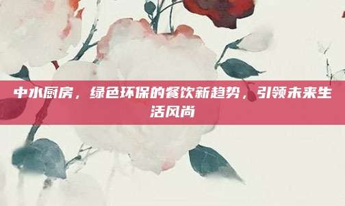 中水厨房,绿色环保的餐饮新趋势,引领未来生活风尚