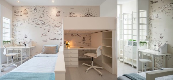 Olive, bedroom and study space