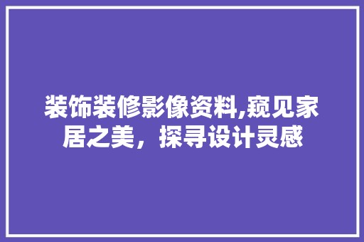 装饰装修影像资料,窥见家居之美，探寻设计灵感 复古