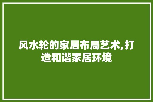 风水轮的家居布局艺术,打造和谐家居环境 木雕艺术