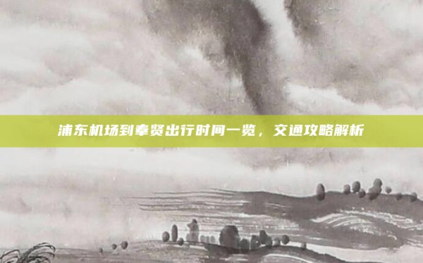 浦东机场到奉贤出行时间一览,交通攻略解析