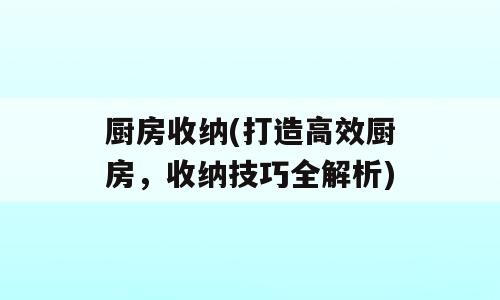厨房收纳(打造高效厨房，收纳技巧全解析)