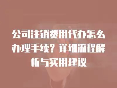 公司注销费用代办怎么办理手续?详细流程解析与实用建议