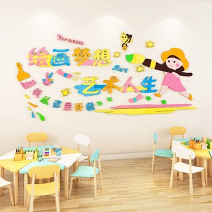 创意美术培训班级墙面装饰幼儿园教室绘画区域角环布置材料软装墙贴