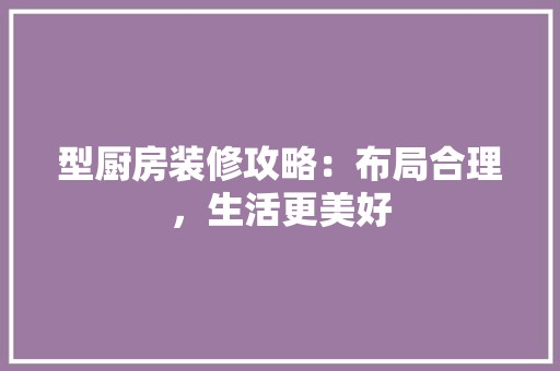 型厨房装修攻略：布局合理，生活更美好 现代风格装饰