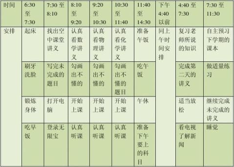 寒假假期生活安排