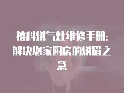 禧科燃气灶维修手册:解决您家厨房的燃眉之急