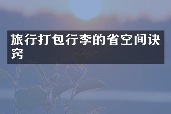 旅行打包行李的省空间诀窍