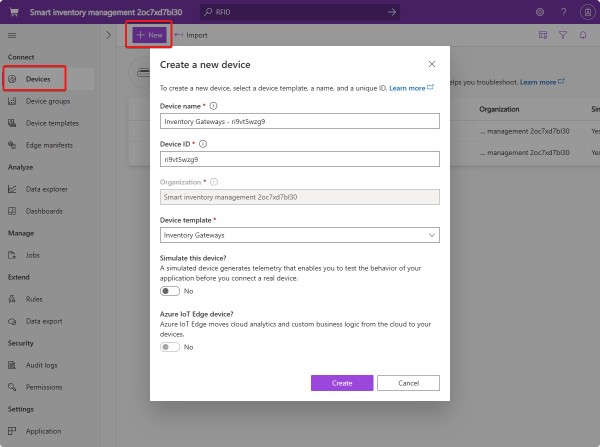 Screenshot that shows add device options.