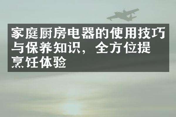 家庭厨房电器的使用技巧与保养知识，全方位提升烹饪体验