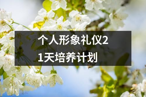 个人形象礼仪21天培养计划
