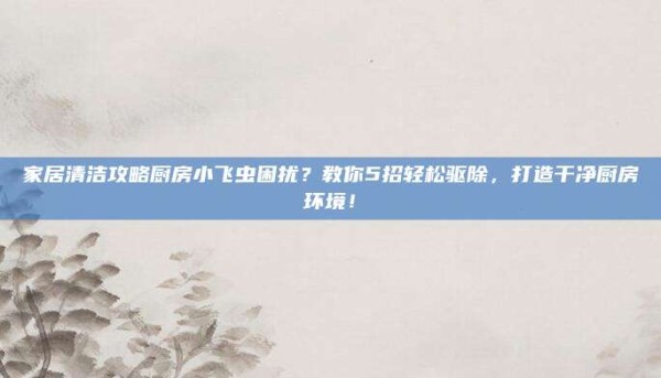 家居清洁攻略厨房小飞虫困扰?教你5招轻松驱除,打造干净厨房环境!