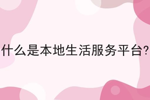 什么是本地生活服务平台?