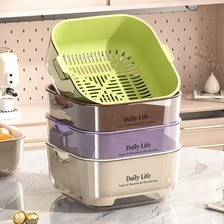 塑料沥水篮厨房用品收纳ins双层洗菜盆沥干篮大容量洗水果洗菜篮