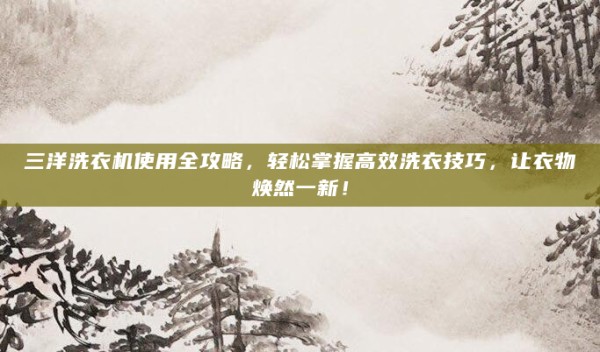 三洋洗衣机使用全攻略,轻松掌握高效洗衣技巧,让衣物焕然一新!