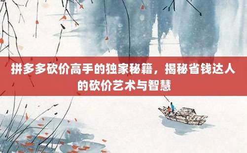 拼多多砍价高手的独家秘籍,揭秘省钱达人的砍价艺术与智慧-第1张图片-拼多多助力