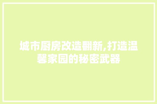 城市厨房改造翻新,打造温馨家园的秘密武器