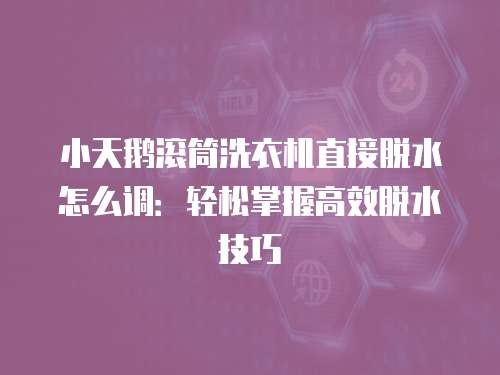 小天鹅滚筒洗衣机直接脱水怎么调：轻松掌握高效脱水技巧