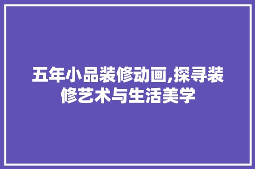 五年小品装修动画,探寻装修艺术与生活美学 卧室装修