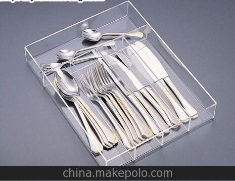 餐具收纳盒，透明有机玻璃刀叉盒，勺子盒，餐具分类盒图片