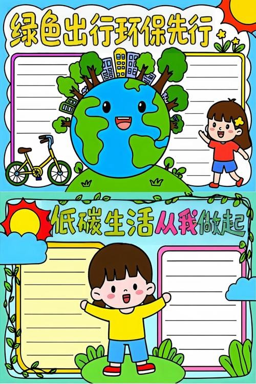 低碳生活绿色出行手抄报