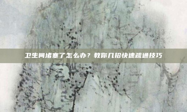 卫生间堵塞了怎么办?教你几招快速疏通技巧