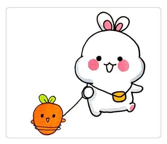 手绘素材 | 5idiy彩色小白兔简笔画图片怎么画卡通小兔子简单慨爱