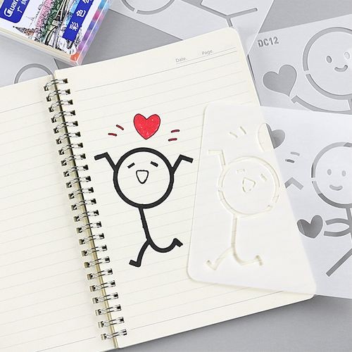 火柴人简笔画diy百搭绘画手绘镂空相册装饰可爱图形卡通手帐模板