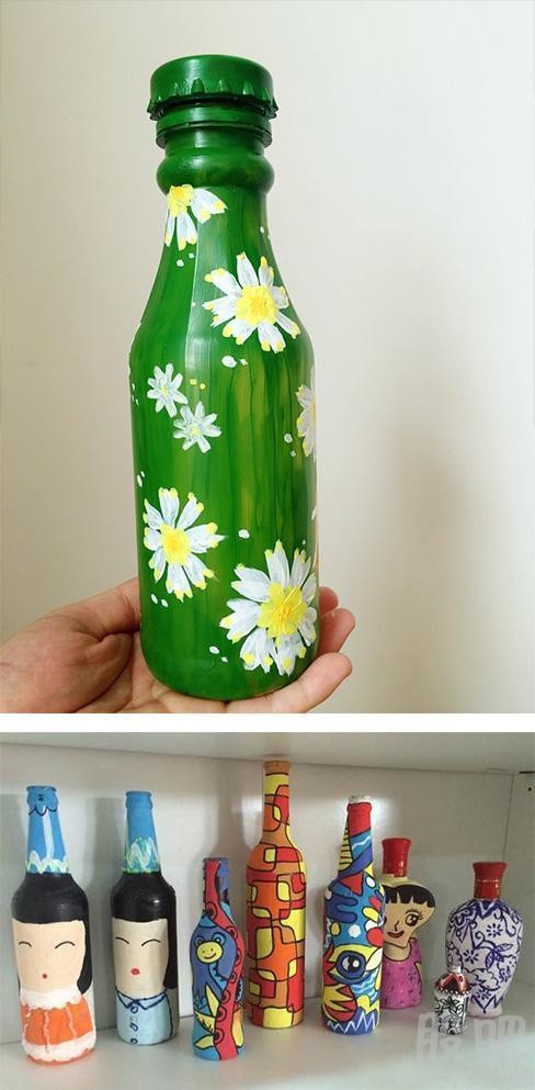 diy 花瓶 丙烯 彩色 花如何在酒瓶子上用丙烯画画简笔画大全由于采用