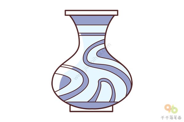 青花瓷花瓶简笔画图片