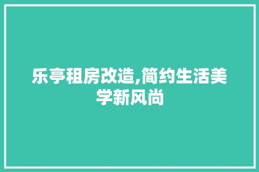 乐亭租房改造,简约生活美学新风尚