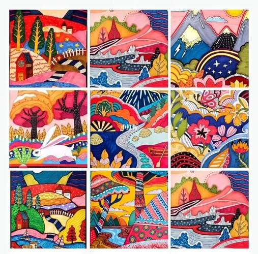 浓厚的风景马克笔风景儿童画装饰画简笔画画画兴趣爱好绘画