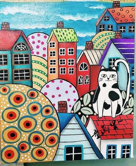 小猫的屋子简笔画