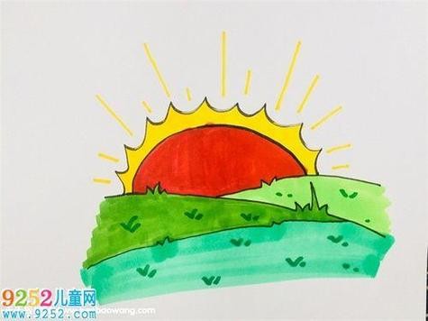 大草原日出简笔画