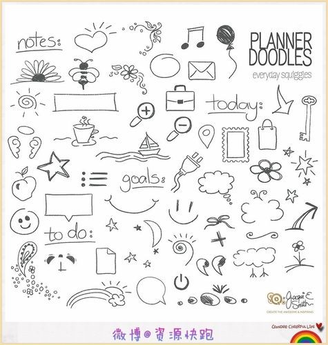 手帐 简笔画 日记或者笔记上用得到的插画装饰ampamp花边