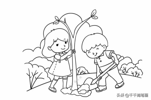 植树节简笔画植树节绘画作品简单又漂亮