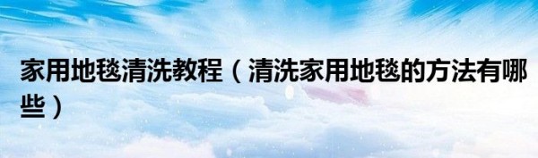 家用地毯清洗教程（清洗家用地毯的方法有哪些）