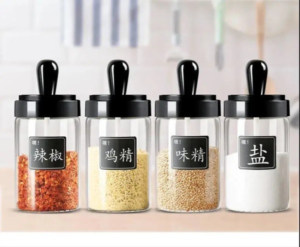 厨房勺盖一体调味罐家用调料盒调料罐子防潮盐罐调料瓶套装组合装