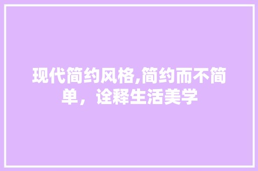 现代简约风格,简约而不简单，诠释生活美学 水电改造