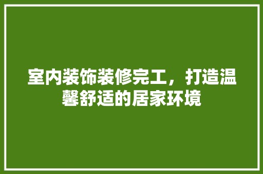 室内装饰装修完工，打造温馨舒适的居家环境 风格选择
