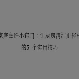家庭烹饪小窍门：让厨房清洁更轻松的5个实用技巧
