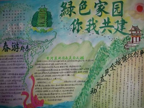 快乐环保手抄报绿色家园 你我共建