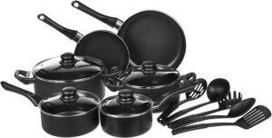 亚马逊上广受好评的不粘锅套装：AmazonBasics 15-Piece Non-Stick Kitchen Cookware Set