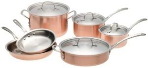 最佳铜制外观的烹饪套装：Calphalon Tri-Ply Copper 10 Piece Set