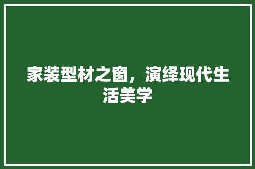 家装型材之窗，演绎现代生活美学 现代风格装饰