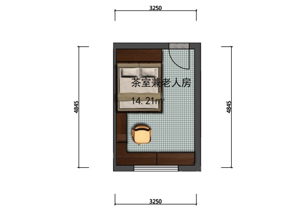 古典中式升降台榻榻米设计,9.5平米老人房家具定制效果图