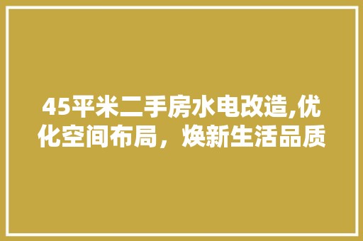 45平米二手房水电改造,优化空间布局，焕新生活品质 门窗材料