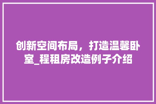 创新空间布局，打造温馨卧室_程租房改造例子介绍 装饰资讯