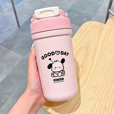 可爱卡通小狗保温杯夏季高颜值提环水杯便捷双饮杯办公家居随手杯