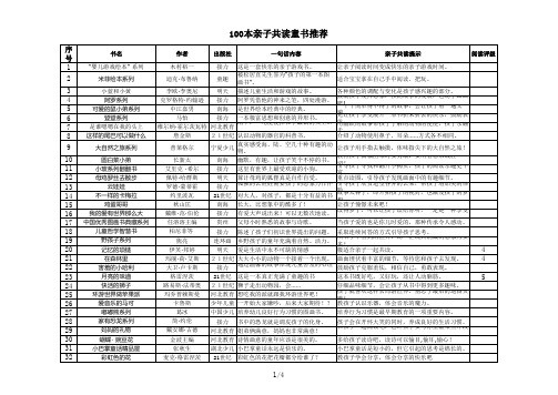 100本亲子共读童书及分级阅读参考书目